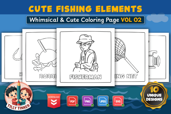 Fishing Gear Coloring Pages – Vol 02: A Creative Journey for Outdoor Enthusiasts