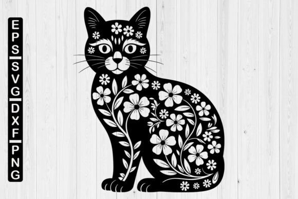 Floral Cat SVG and Cat Vector: Creative Design Resources for Crafters, Artists, and Small Business Owners
