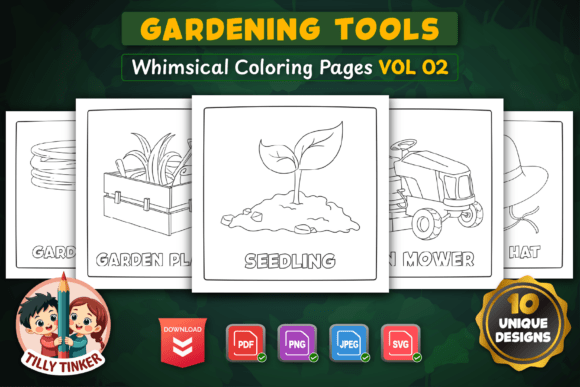 Gardening Tools Coloring Pages Vol 02: A Practical Resource for Education, Content Creation, and Creative Workflows
