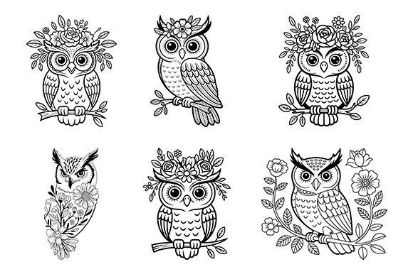 Owl with Flower SVG Bundle for Creative Projects