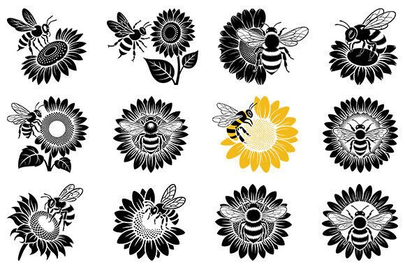 Sunflower Bee SVG Bundle for Designers
