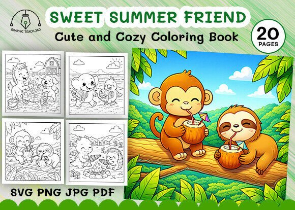 Sweet Summer Friends Cozy Coloring Book: A Relaxing Way to Enjoy the Season