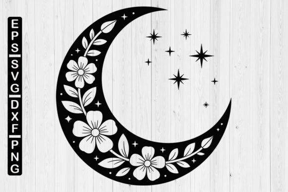 The Art of Digital Design: Exploring the Allure of Floral Moon SVG and Mystical Moon Graphics