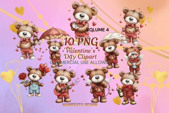 Valentines Day Teddy Bear Clipart Bundle Overview